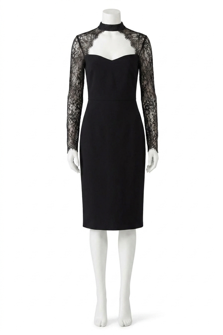 NEW ALICE + OLIVIA helga lace cutout dress in black